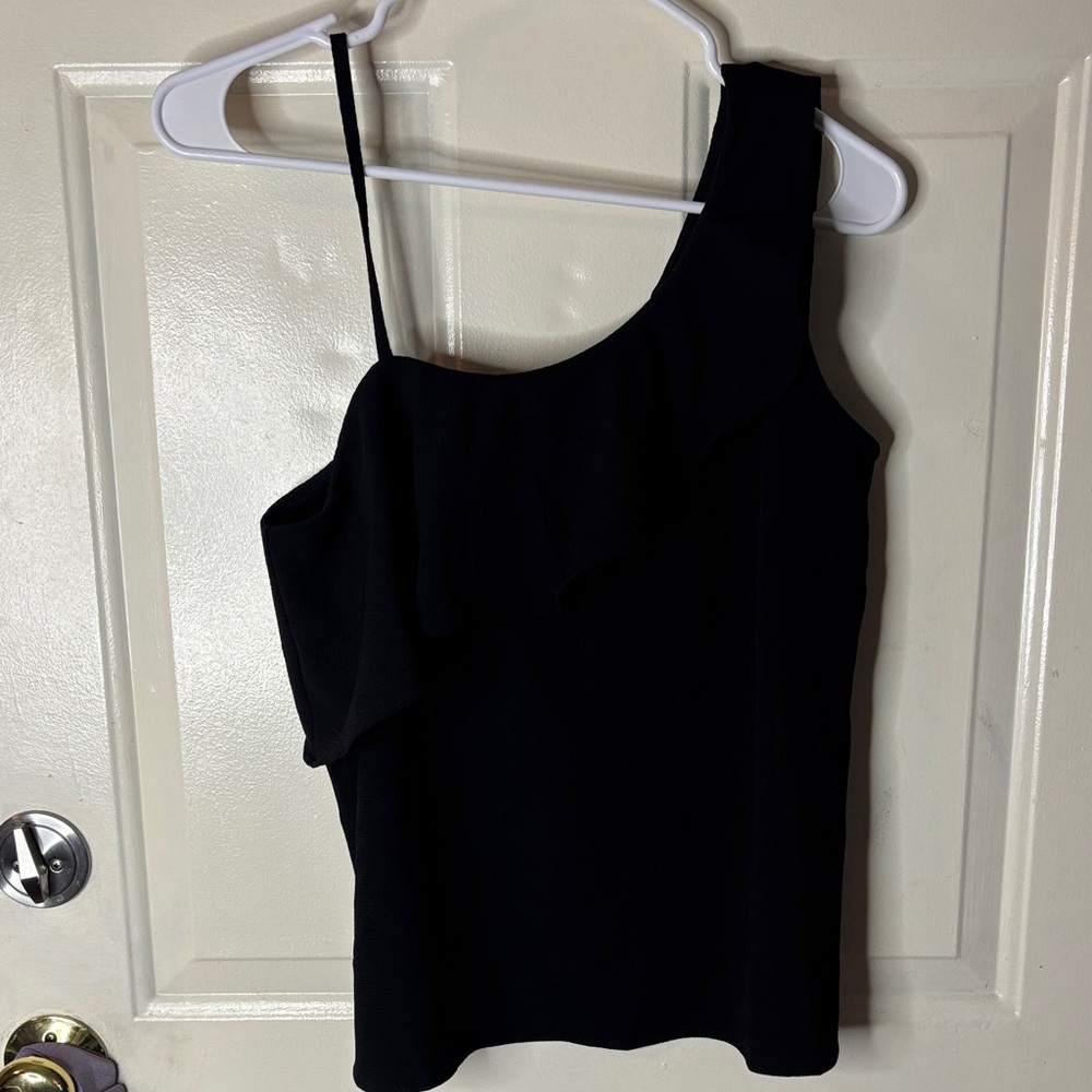 Noisy May Black One-Shoulder Ruffle Tank Top